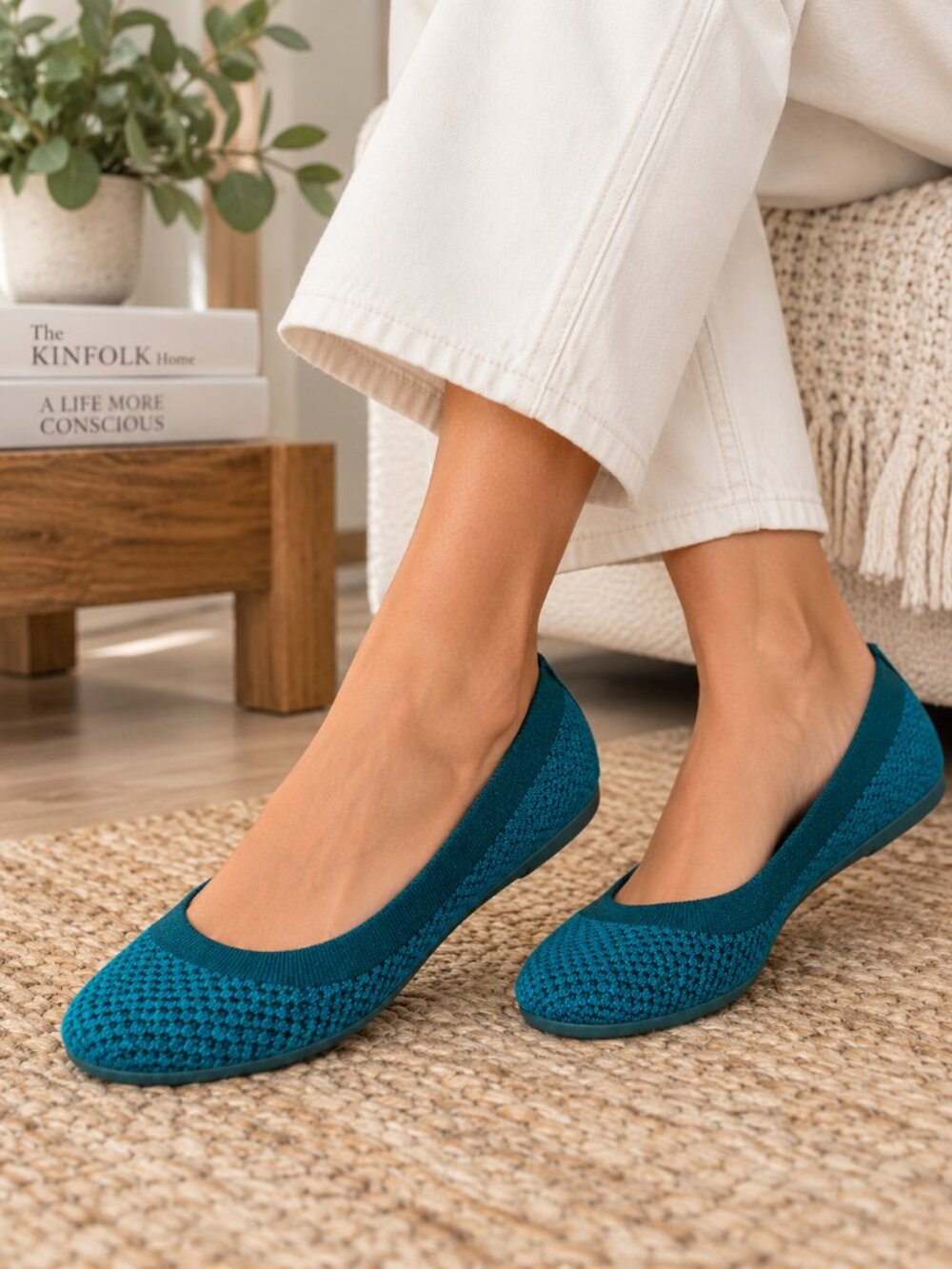 Allbirds Tree Breezers Knit Ballet Flats Deep Emerald Washable Shoes 8.5